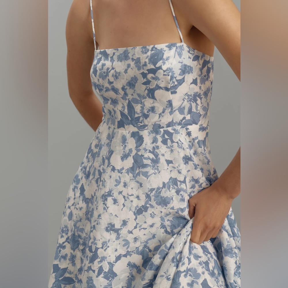 Reformation Monette Linen Midi Dress | Size 10 - Picture 3 of 7